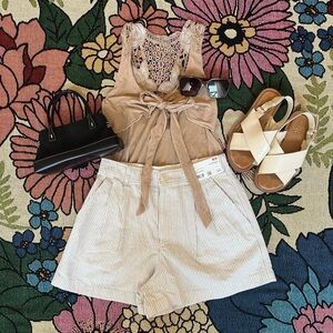 Tan Sleeveless Top with Bow